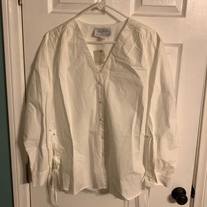 “NEW” Anthropologie Women’s Mare Mare X Long sleeve Button Down white Blouse